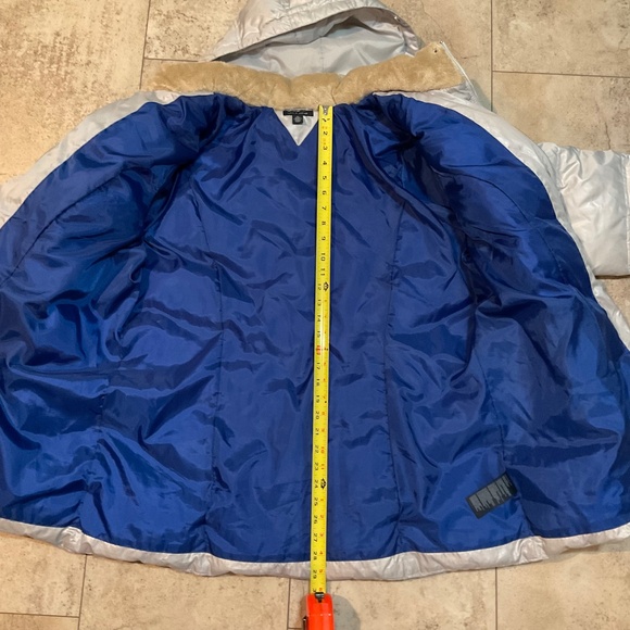 Tommy Hilfiger Down Filled Silver Gray Women’s Winter Hooded Puffer Coat Size 1X - Picture 5 of 12